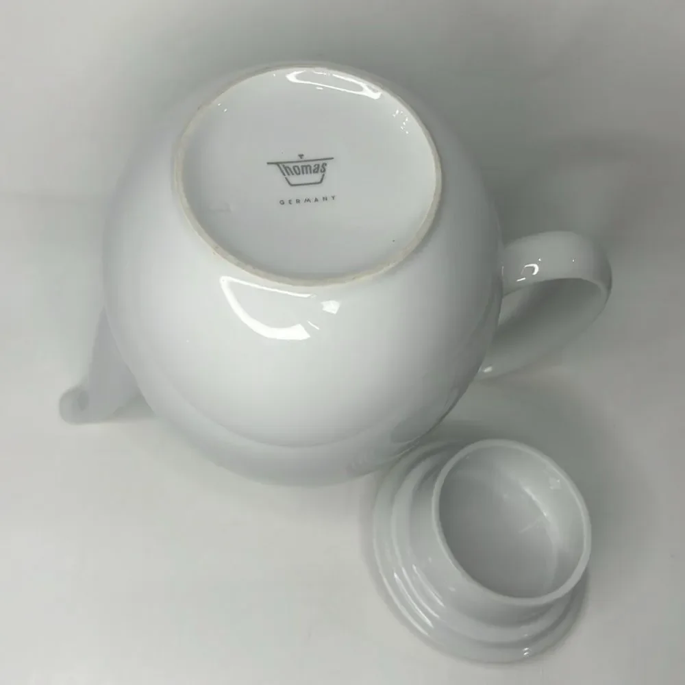 Thomas Germany Coffee Tea Pot With Lid White Floral Porcelain 7 1/4 Inches Tall